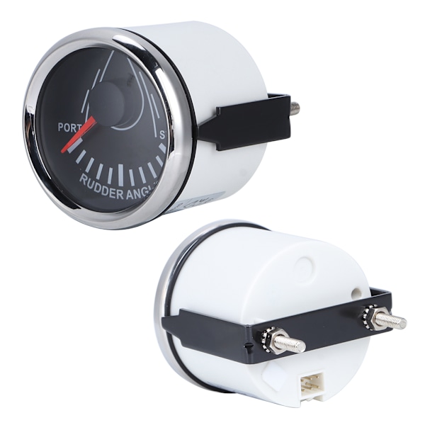 52mm Universal Båtrorkvinkelindikator 0-190ohm Signal med Rorkänsla 9-32V Bakgrundsbelysning Mätare för Båt Yacht Svart Urtavla Silverhölje