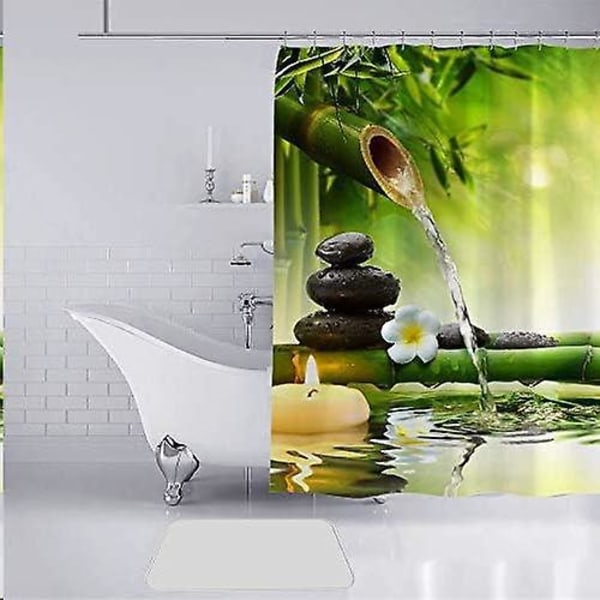 Vattentät anti-mögel duschdraperi i polyestertyg med 12 maskintvättbara krokar för badrum 180x180cm