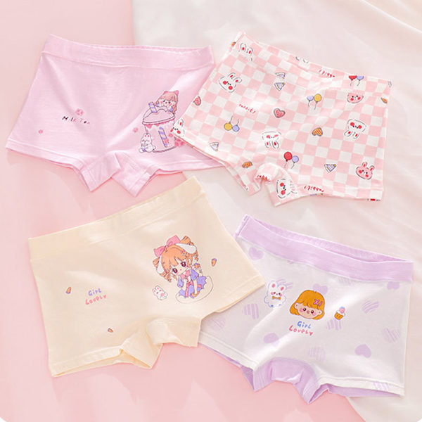 4 stk. Pigeunderbukser i Ren Bomuld Boxer Briefs Baby Shorts Åndbare Toddler Underbukser Flere Mønstre L 12,5‑17,5 kg
