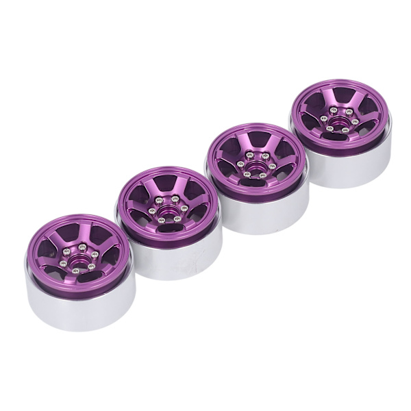 4 ST RC hjulnav set aluminiumlegering CNC RC hjul fälgnav för 1,9 tum däck slitbana lila