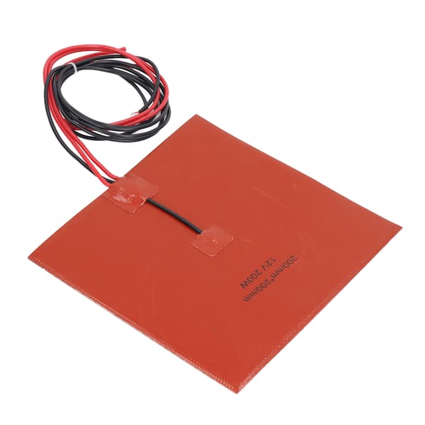 Silikone Varmeplade Varmemåtte 180℃ 200x200mm 200W Tilbehør til 3D Printer Hotbed DC12V