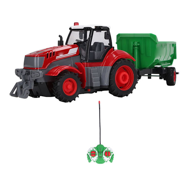 Radiostyrd Traktorleksak med Släpvagnar RC Jordbruks Traktor RC Tipptruck Leksaker med Ljus för Barn Pojkar Flickor