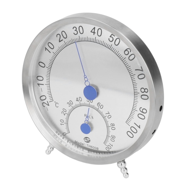 Rund termometer i rostfritt stål, vattentät, värmebeständig termometer hygrometer för utomhusbruk med hållare