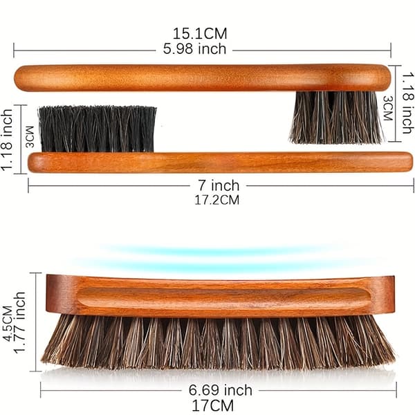 Skoputsborsteset med hästhår för stövlar och mockaskor pointed tail brush