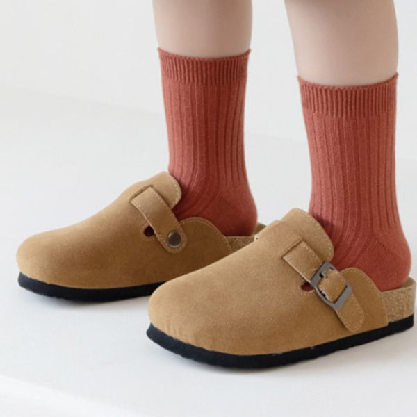 5 Par Barnstrumpor i Mid-Kalv, Kamgarn Bomull, Mjuka och Bekväma, Hållbara, Enfärgade, Toddler Crew Socks för Hösten