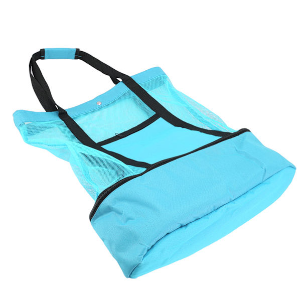 Mesh Strandtaske Multifunktion Mesh Design Top Lynlås Hold Friskhed Holdbar Stof Strand Tote til Strand Have Camping Grøn