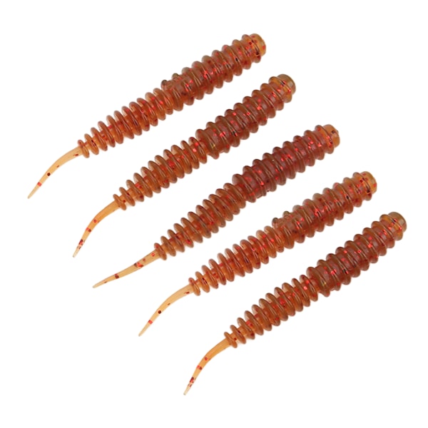 5 st gängad maggot artificiellt bete tårmotstånd Bärbar nål Svans Grub Fiske LureOrange