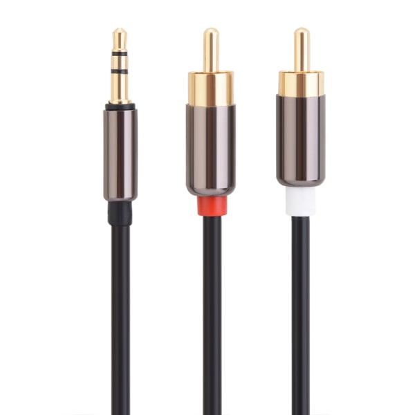 3,5 mm Aux MaleTo 2RCA hannlydkabelplugg Stereolydkabeladapterledning (svart)