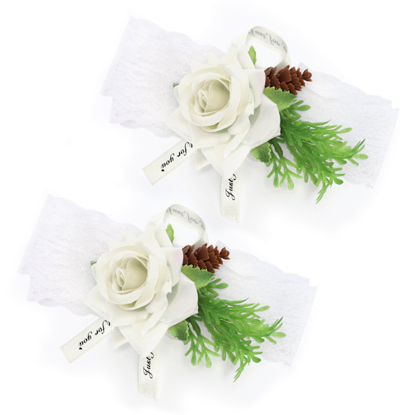 2 st brudnäbb silke handledsblomma bröllop corsage bröllopsceremoni dekoration tillbehör vit