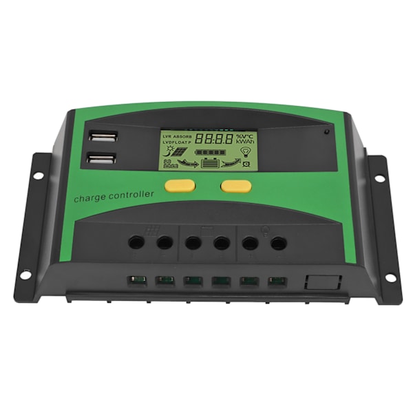 Solcellsladdningsregulator med automatisk identifiering, LCD-skärm, strömvisning, intelligent solregulator 12V 24V 30A