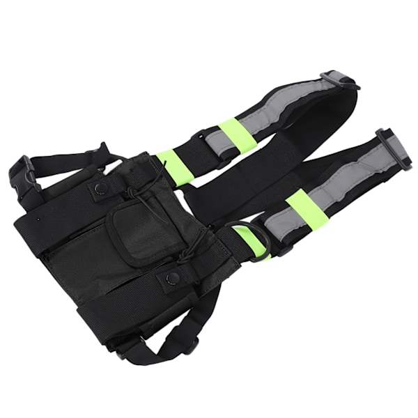 Multifunktionell Vattentät Bröstväska i Nylon Reflex Säkerhetsväst för Utomhusbruk (Svart Fluorescerande Grön)