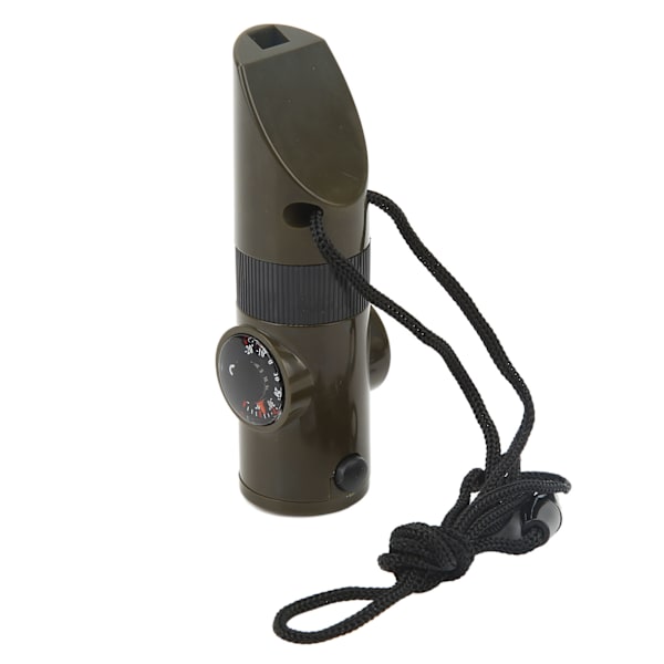 Överlevnadsvissla 7 i 1 med LED-lampa, Termometer, Kompass, Förstoringsglas, Nödvissla för Camping