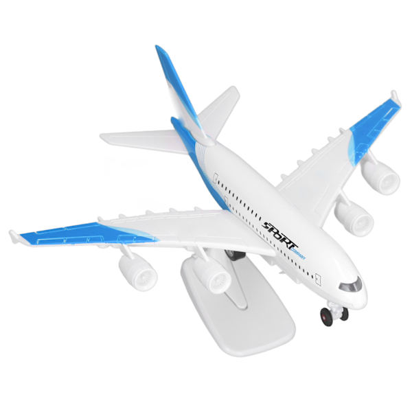 Legeringsflymodel Flymodel 5 Lys Passagerfly Legetøj med Display Stativ Blå