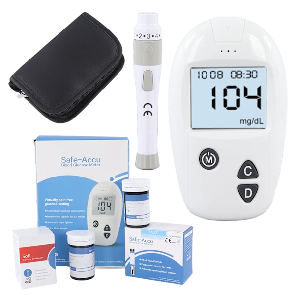 Blodsockermätare Kit 50 st Testremsor 50 st Lancetter Automatisk Blodsockermätare med Lancettstift Typ 1 (mg/dL)