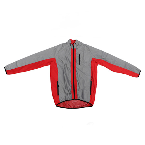 Refleksjakke Vanntett Pustende Rød Elastisk Kant Sidelommer Herre Utendørs Vindjakke for Sykling Løping Fotturer 2XL