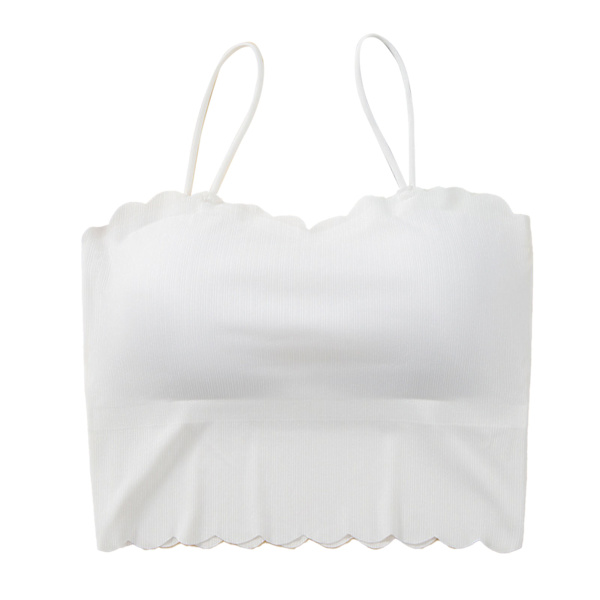 Naisten Lyhyt Tank Top Spaghetti-Hihnoilla Slim Fit Pehmustettu Saumaton Tank Top Päivittäiseen Käyttöön Valkoinen Vapaa Koko