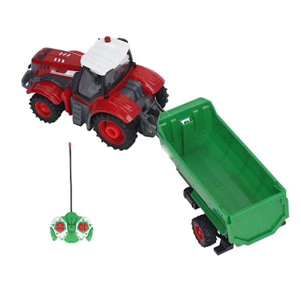 Radiostyrd Traktorleksak med Släpvagnar RC Jordbruks Traktor RC Tipptruck Leksaker med Ljus för Barn Pojkar Flickor