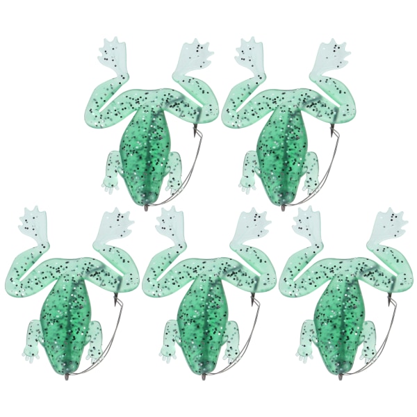 5 Stk Kunstig Simulering Gjennomsiktig Grønn Enkel Krok Myk Lure Agn Antihanging