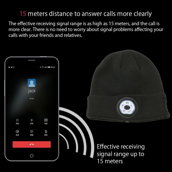 Bluetooth 5.0 LED Beanie Hat med LED-ljus inbyggd stereohögtalare och Mic Warm Hat för sport och utomhus