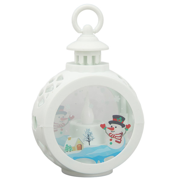 Juledekorasjonslys Anheng Hvit Snømann Rund Lampe Julepynt Hengende Dekorert Lys Liten