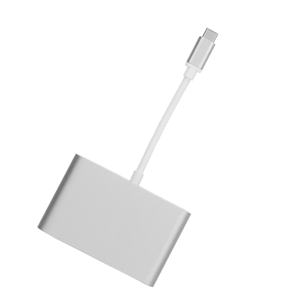 USB 3.1 Type C - VGA-sovitin Hub PD 3 in 1 -telakointiasema Alumiininen Type C - VGA-sovitin Hopea
