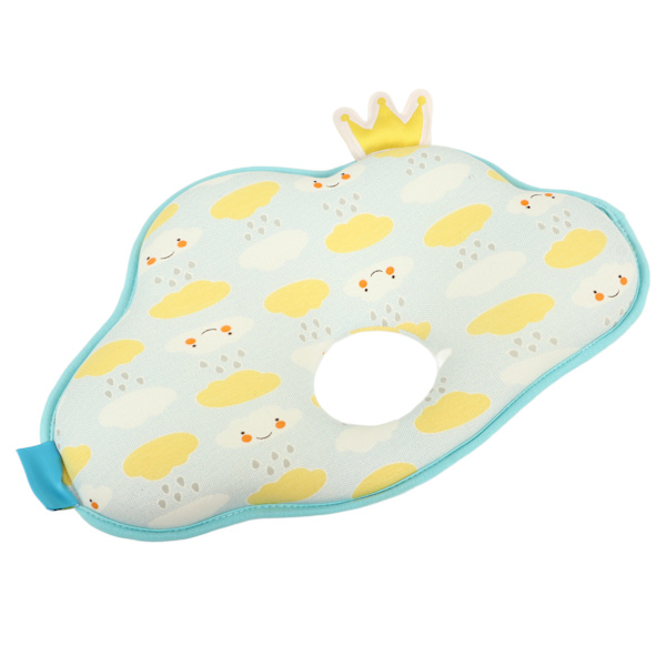Baby Memory Foam Pude Skyformet Rygsøjlebeskyttelse Bomuld Baby Sovepude til Nyfødt Blå Sky 12,6 X 11,8 X 1,2in