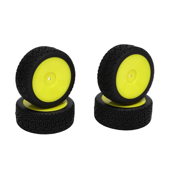4st 1/10 RC Däck Set Gummi Stark buffrande Hög slitstyrka Slitstarka hjul Set för 1/10 platt sportbil Gul