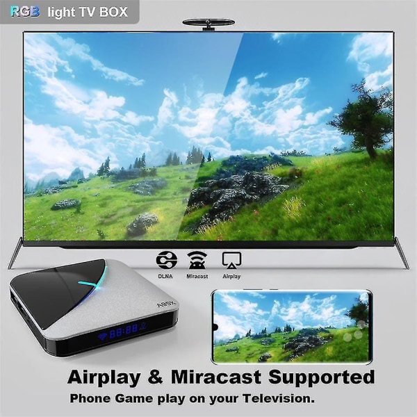 Smart TV Box - 2 Gt RAM-muistia, 16 Gt tallennustilaa, HD-mediasoitin, RGB-valo