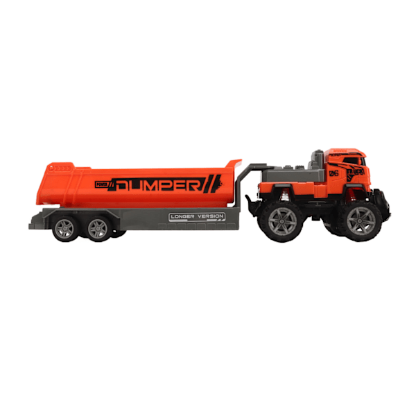 1:43 Fjärrstyrd lastbilsleksak Orange Transport Logging Truck Construction Vehicle Toy med ljus