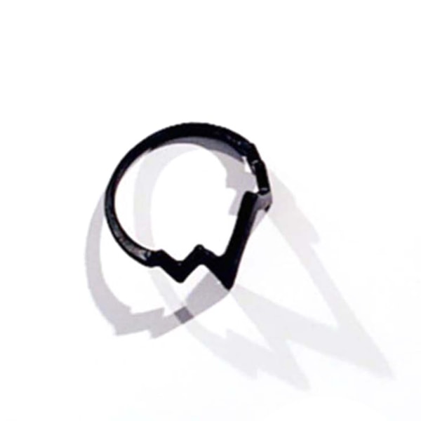 EKG-muotoinen sormus amerikkalainen katutyyli koristeellinen miehille naisille muodikas metalliseossormus juhliin Black