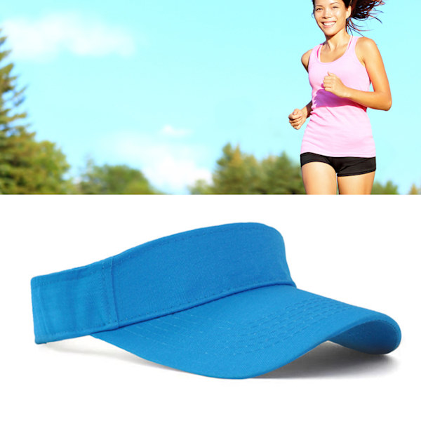 Adult Hollow Top Sun Hat Canvas Sunshade Cap Protection Hat for Outdoor Sports Cycling Blue