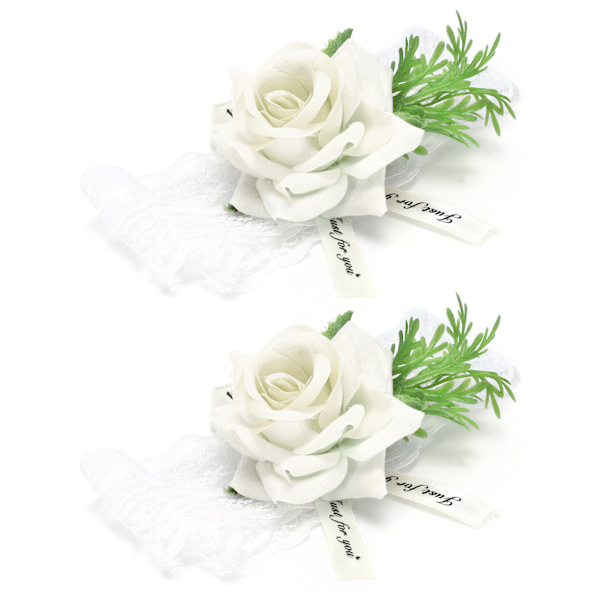 2 st brudnäbb silke handledsblomma bröllop corsage bröllopsceremoni dekoration tillbehör vit