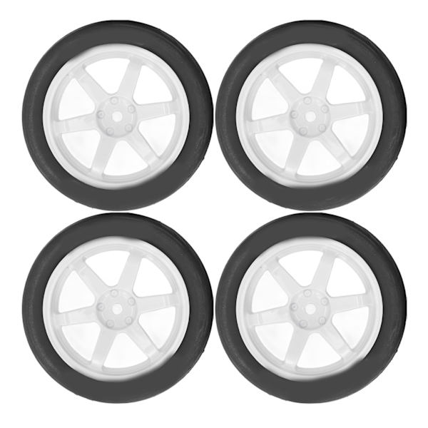 4 stk. RC Bil Dæk Gummi Plast Universal RC Bil Hjul til Tamiya TT01 TT02 XV01 XV02 1/10 Fjernstyret Køretøj Hvid