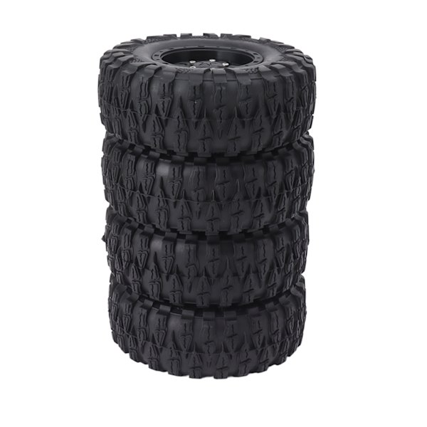 4 stk. RC Dæk 2.2in Sort Gummi Nem Installation Slidstærk RC Bil Udskiftning med Plastikfælg til 12mm Hex RC Bil