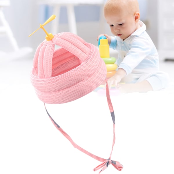 Babysikkerhedshjelm Forebygger Fald Blød Justerbar Toddler Hovedbeskyttelseshat til Krybning Gang Bamboo Dragonfly Pink