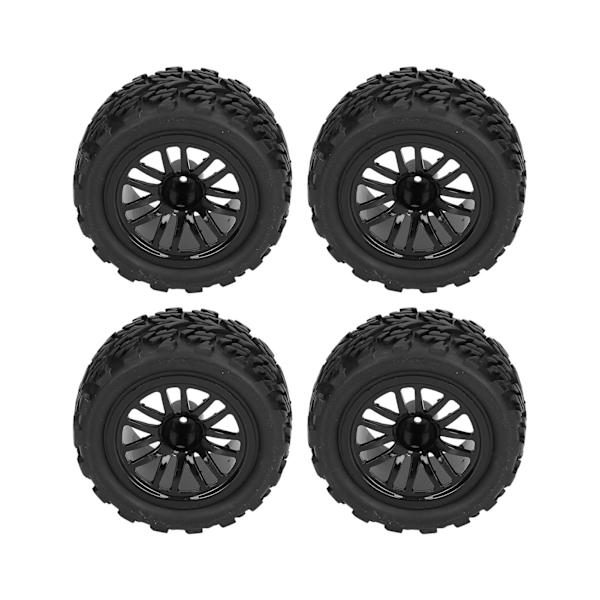 4kpl RC Renkaat Muoviset Mustat Kulutusta Kestävät Mikro-Crawler Renkaat Yhdistimillä Muttereilla 1/8 ja 1/10 Kauko-ohjattaville Autoille