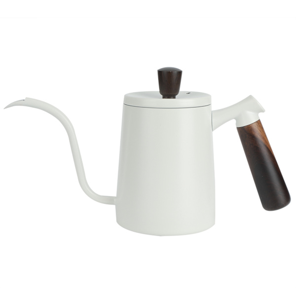 700 ml bärbar kaffekanna i rostfritt stål med lång gåshals och pip för hällning över kaffe, för hem och kafé, vit, 700 ml