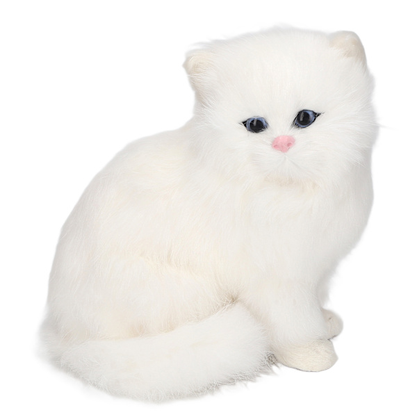 Simuleret Pels Kat Figur - Realistisk Mini Killing Dekorativ Kitty Statue Syntetisk Pels Kæledyr Udstoppet Dyr Replika