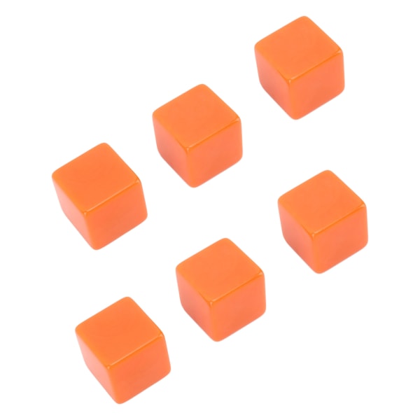 6 STK tomme terninger DIY ufærdige terningblokke Undervisningsfest puslespil 6-sidede terninger plastikterninger Orange