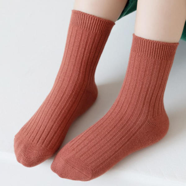 5 Par Barnstrumpor i Mid-Kalv, Kamgarn Bomull, Mjuka och Bekväma, Hållbara, Enfärgade, Toddler Crew Socks för Hösten
