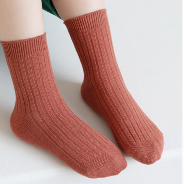 5 Par Barnstrumpor i Mid-Kalv, Kamgarn Bomull, Mjuka och Bekväma, Hållbara, Enfärgade, Toddler Crew Socks för Hösten