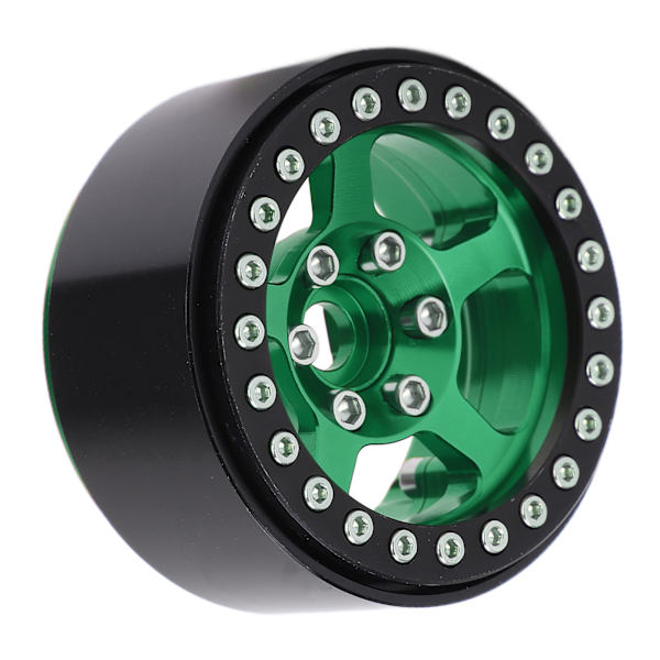1.9 Tum Beadlock Hjul Aluminiumlegering 5 Håls Silverfälgar Icke-Färgande Lås Däck RC Hjul Fälgar Hjulnav Fluorescerande Grön