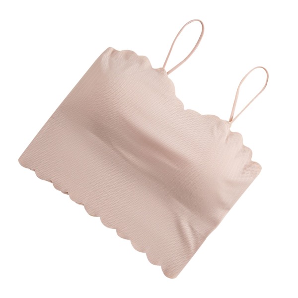 Kvindes Kort Tanktop Spaghettistropper Slim Fit Polstret Sømløs Tanktop til Daglig Brug Pink Fri Størrelse