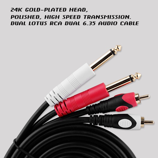 Dual Color 2PCS 6,35 til RCA lydstikkabel 6,35 mm 1/4' tommer jackstik til KTV (2 m)