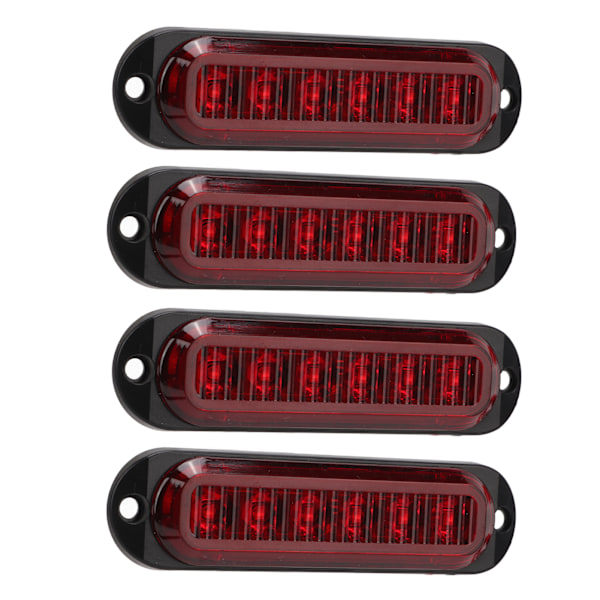 4 stk. Lastvogns Sidelys Høj Lysstyrke 90LM IP65 Vandafvisende 6 LED'er Lastvogns Nødlys 12‑24V Rød