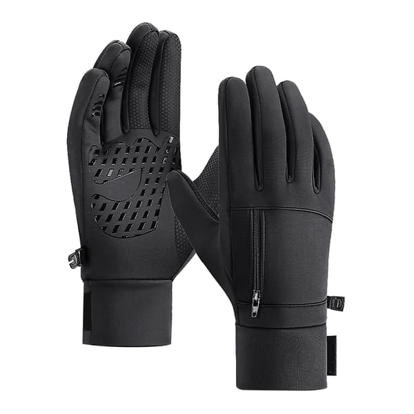 Varme Handsker Polyester Vindtæt Split Finger Touch Screen Vinterhandsker til Løb Vandring Sort