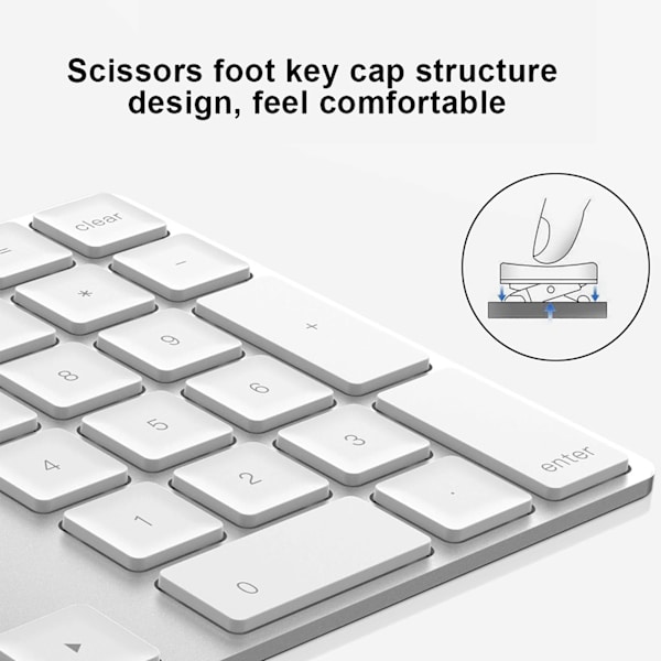 BT308 34 taster Mini oppladbart numerisk tastatur Trådløst numerisk tastatur Lite tastatur