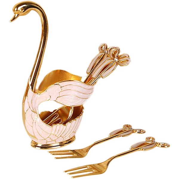 Elegant Svane Baseholder Gaffelsett Kaffe Frukt Dessert Bestikk Servise for Hjemmedekorasjon