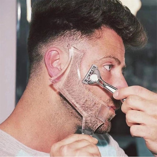 Gjennomsiktig barberingsverktøy med 4 kontrolllinjer og skjeggkam