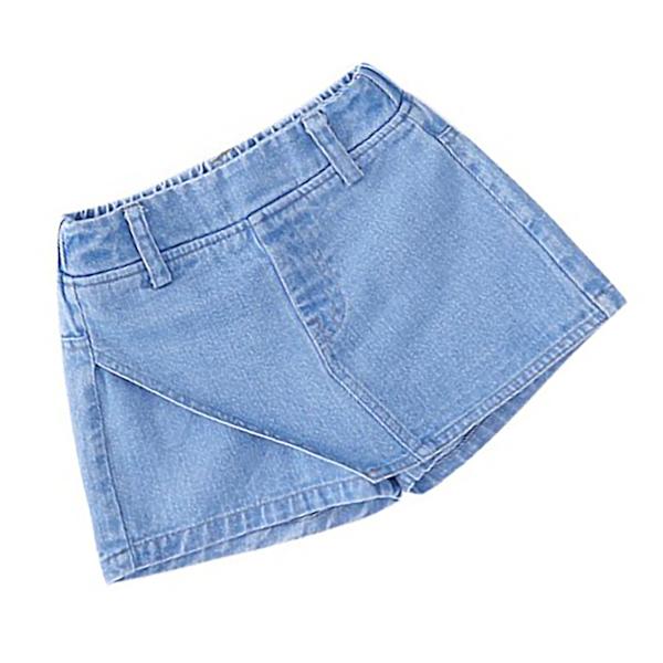 Sommar-kjolbyxor för flickor, elastisk midja, vida ben, andningsbara, enfärgade, lätta shorts, 110 cm